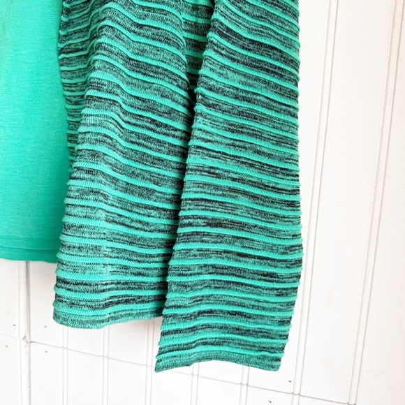 Ming Wang Size Petite L Green Ribbed Space Dye Knit Cardigan and Shell Set NEW! - Picture 3 of 7